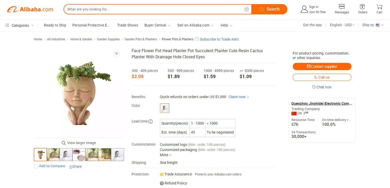 alibaba bulk purchase planters