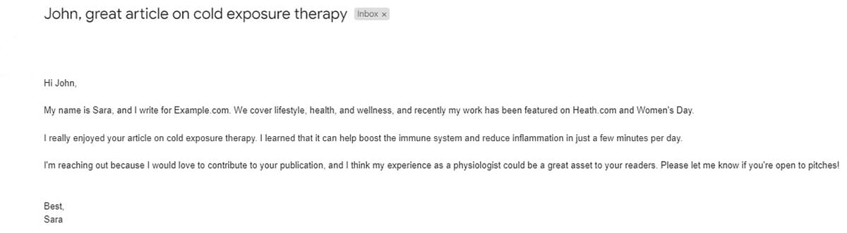 Cold email to magazine editor for a guest post opportunity