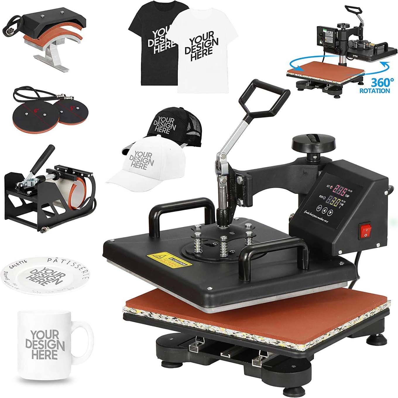 The F2C heat press can support 5 functions in one machine