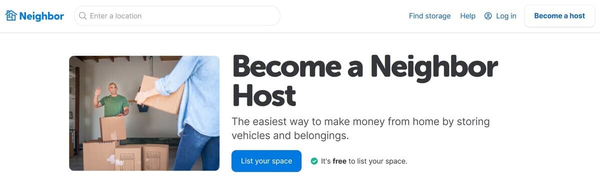 Make money by renting out your spare storage space with Neighbor