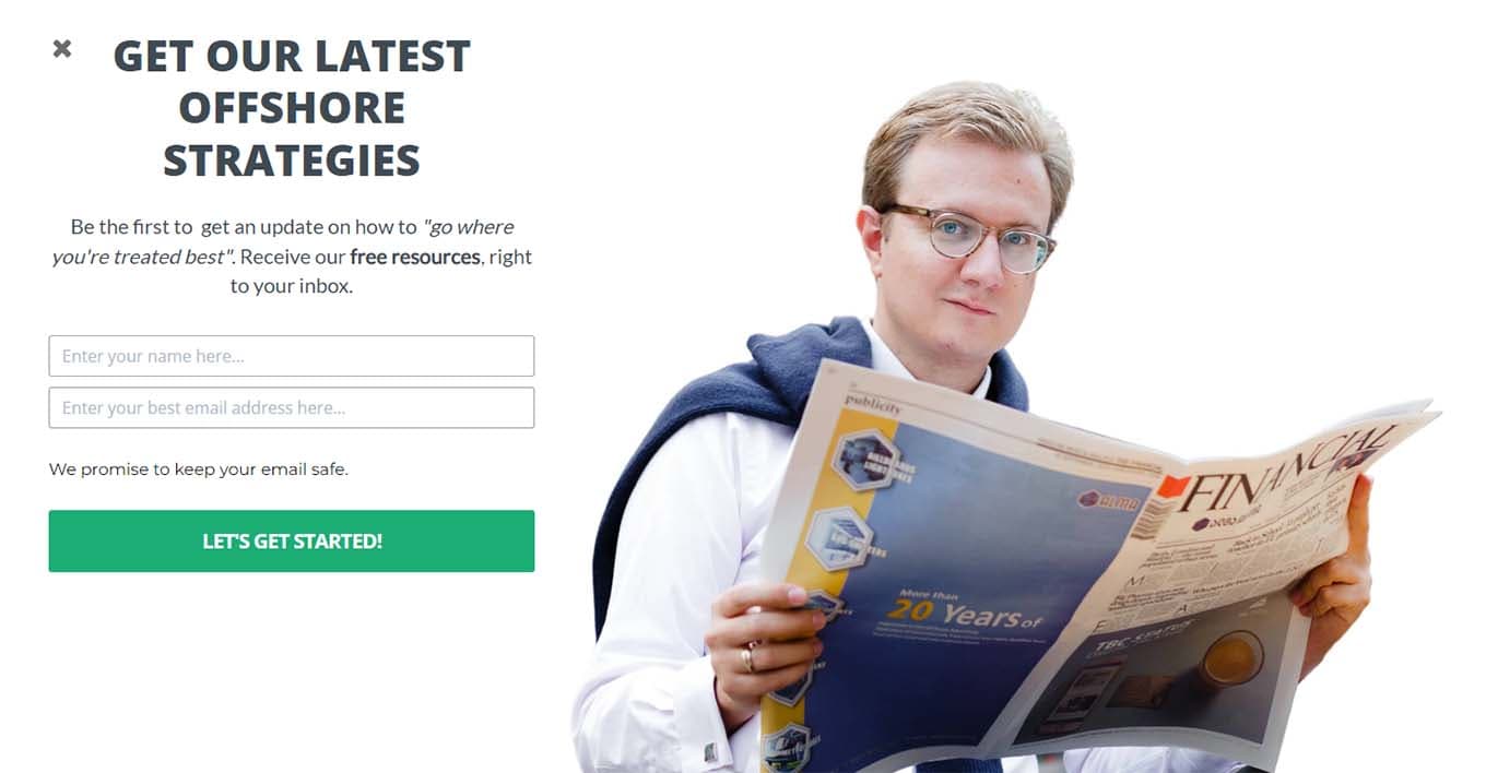 Example of a lead capture popup for a nomad blog