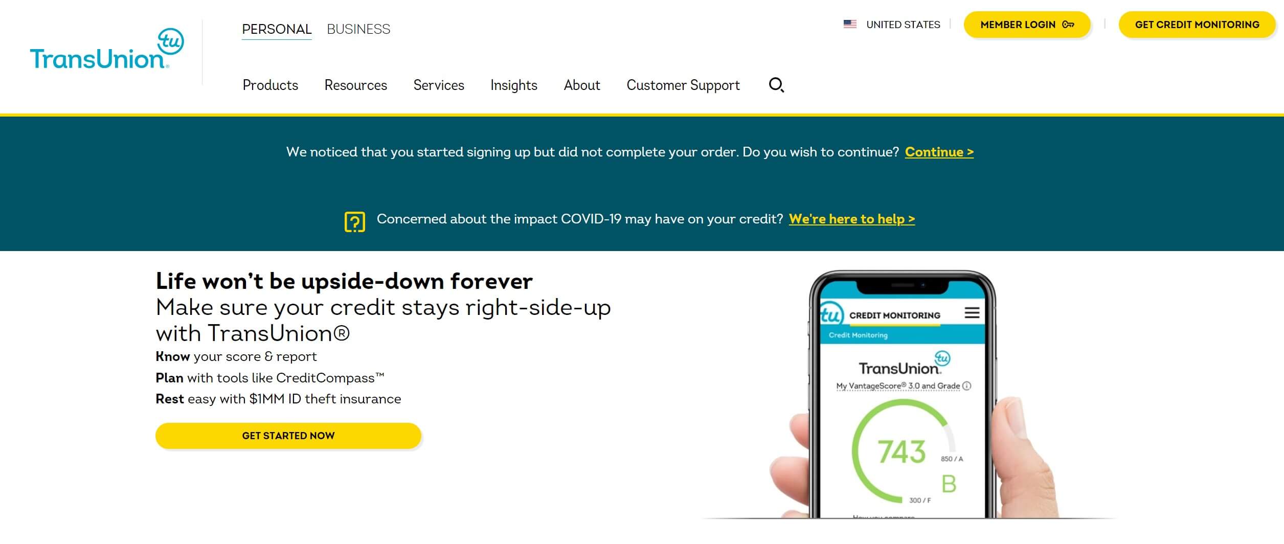 TransUnion home page