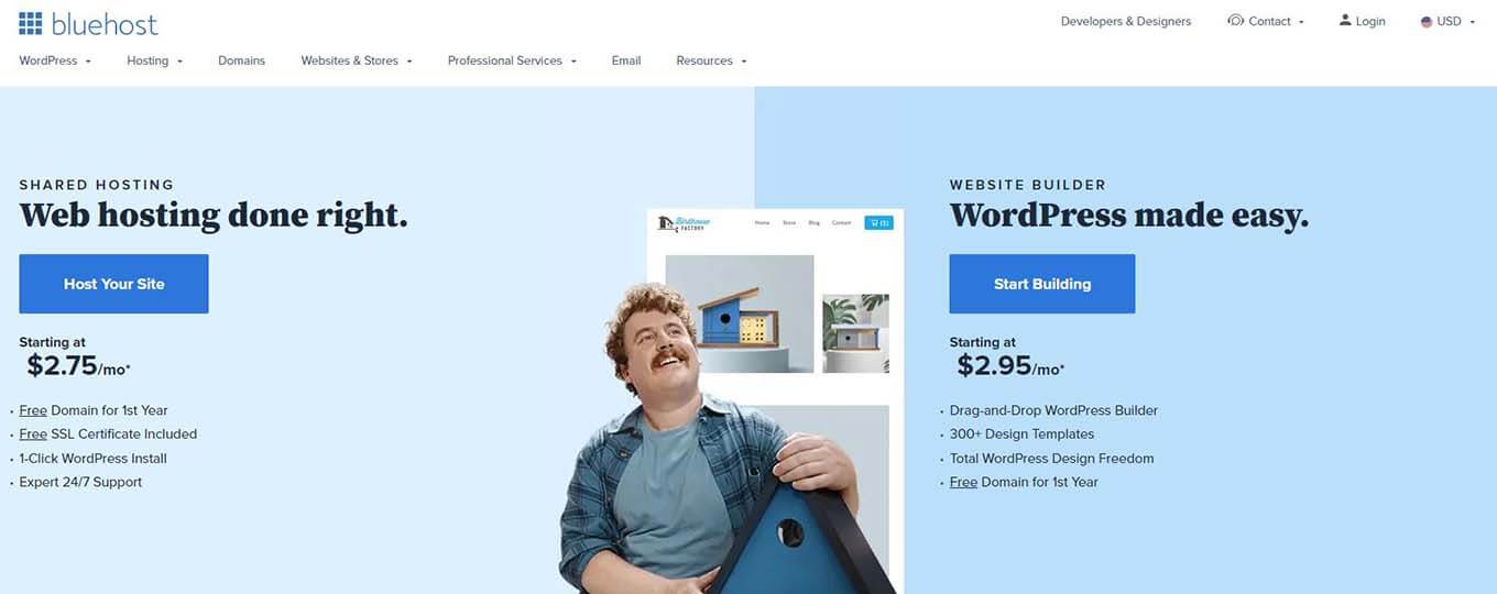 Host and build your business website with BlueHost