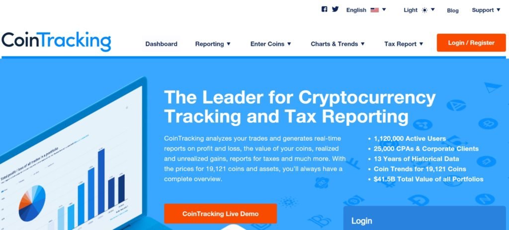 Coin Tracking home page