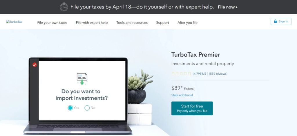 Turbo Tax home page