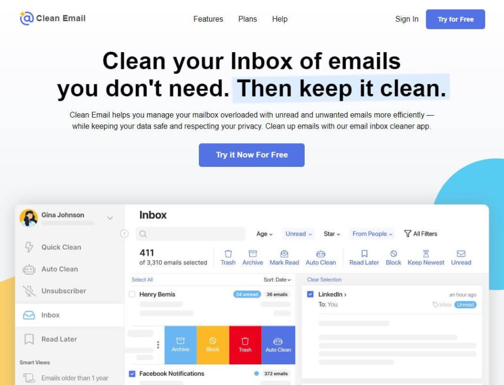 Clean Email is a powerful email organization and processing tool