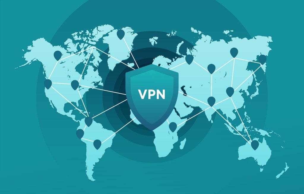 Map showing international network of servers for VPN service