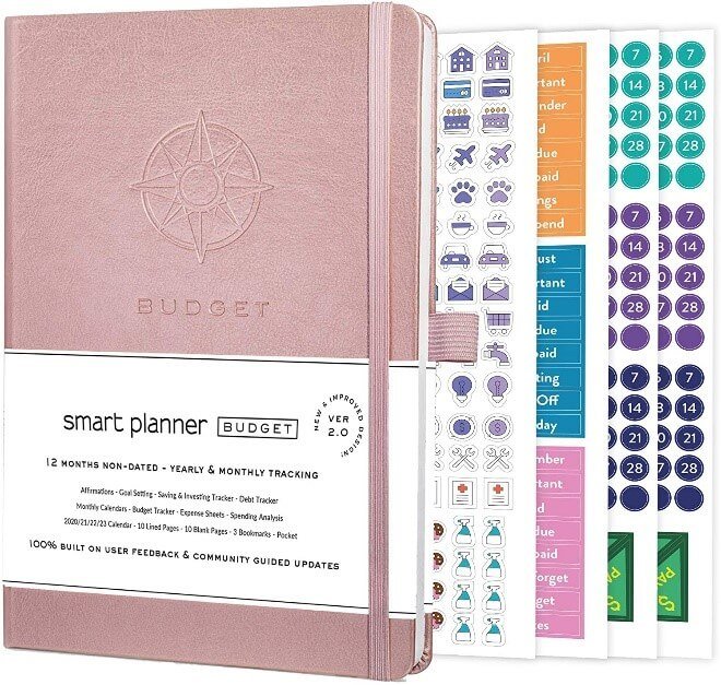 Smart Planner budget book with yearly and monthly tracking pages