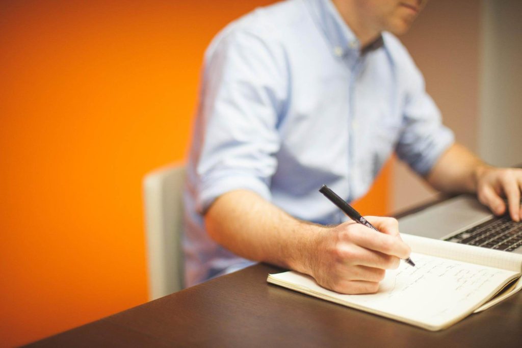 Future landscaping business owner begins writing business plan