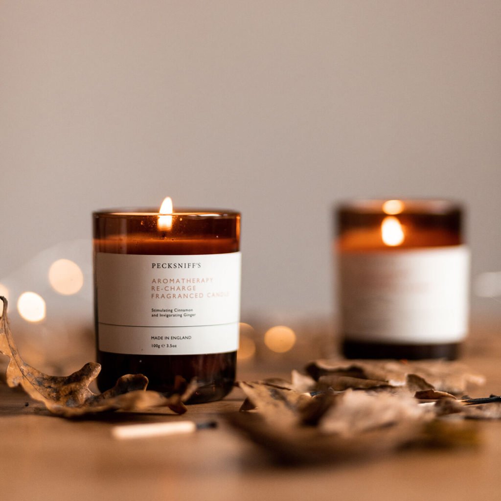 Candles with delicate fall branding