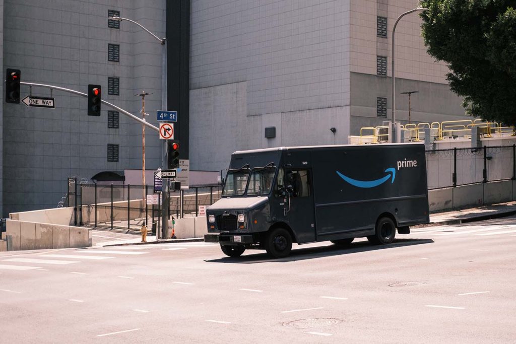 Delivery truck managing the logistics of Amazon FBA orders