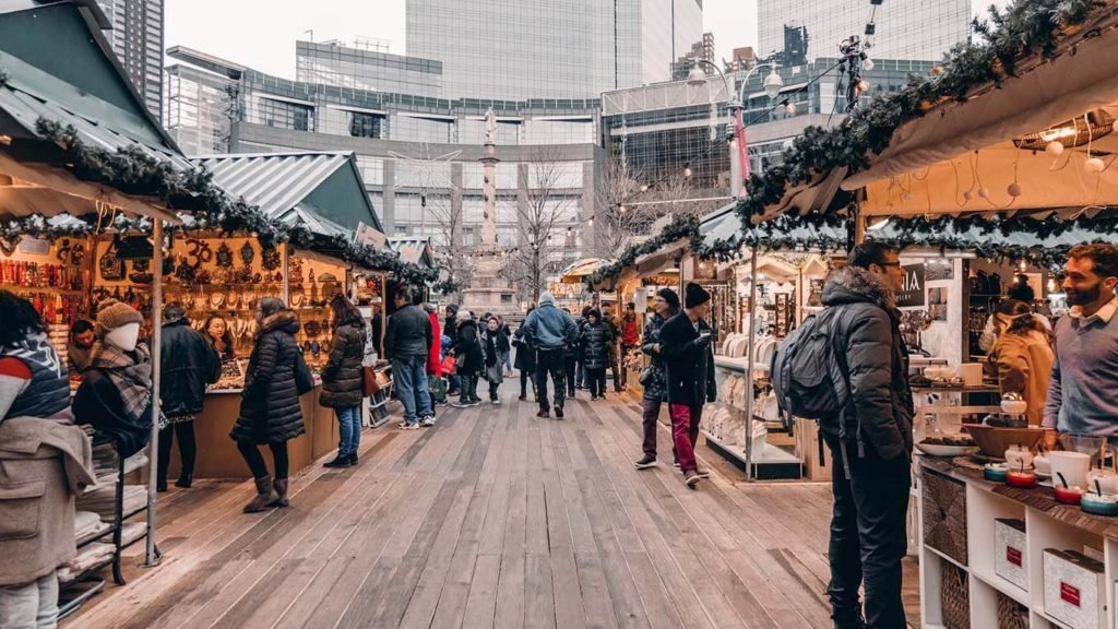 Small businesses organizing for a market event in New York City