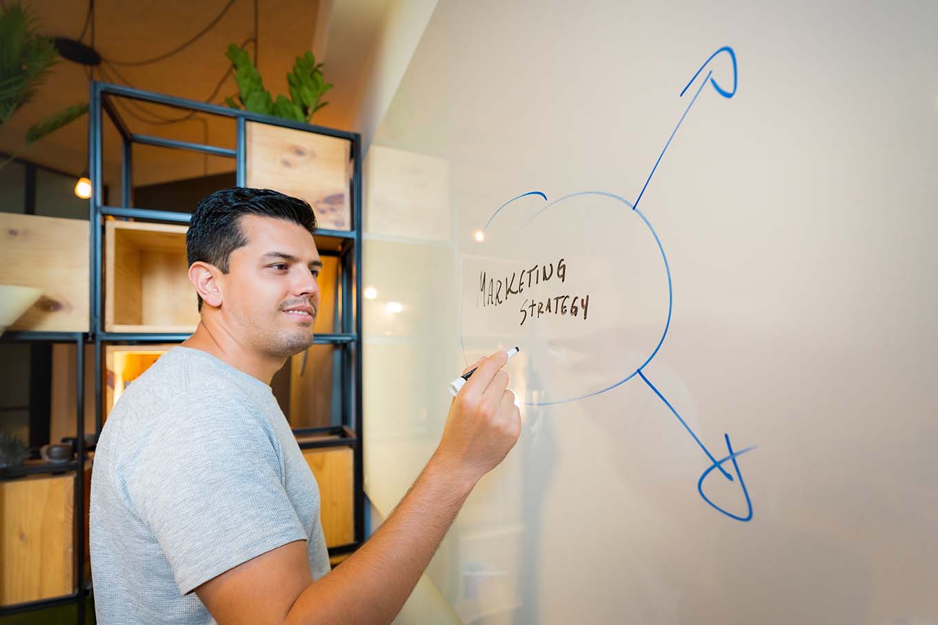 Creating a digital marketing strategy on the whiteboard