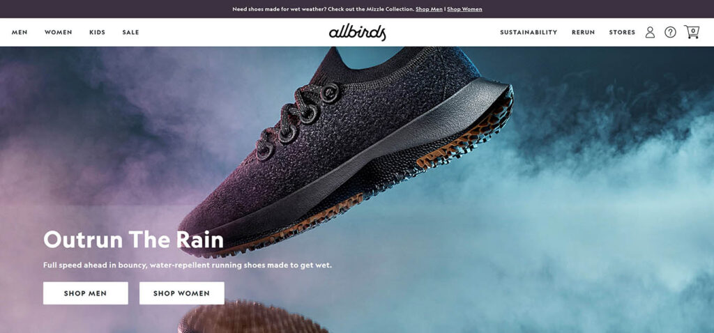 Allbirds is a sustainable shoe brand that sells direct-to-consumer over Shopify