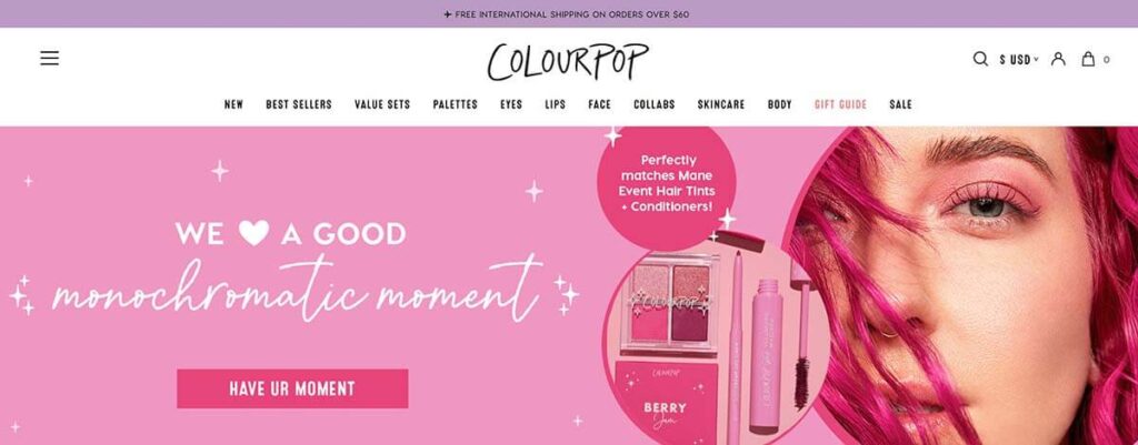 ColourPop cosmetics DTC brand