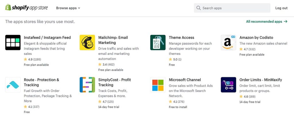 Glimpse of the Shopify App Store and its recommendation engine