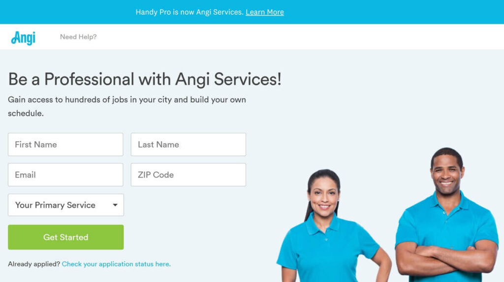 Handy, now known as Angi Services, is perfect for landing local service jobs as a cleaner, mover, painter, and more