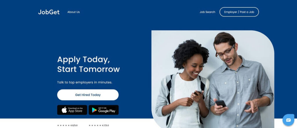 JobGet is a platform that makes it faster to land online and in person jobs