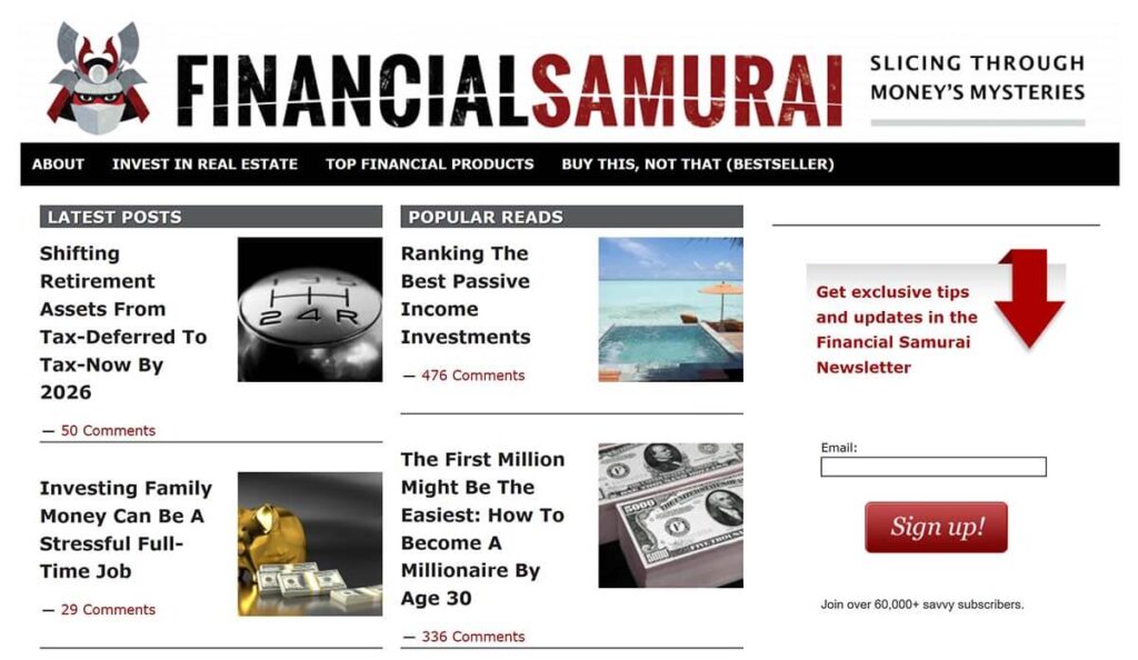Financial Samurai helps people learn how to FIRE