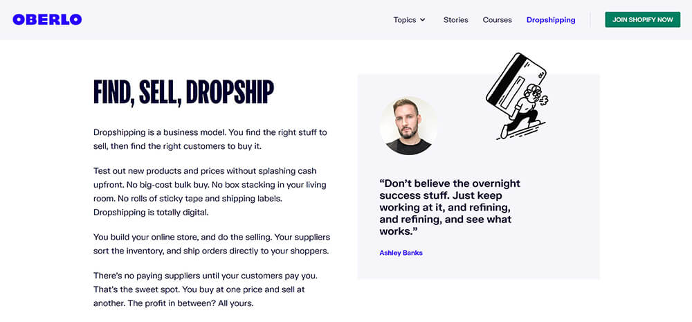 Oberlo allows you to make money while you are sleeping by dropshipping ecommerce products