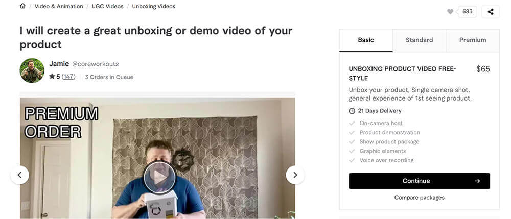 Unboxing is one of the best Fiverr gigs for beginners to try